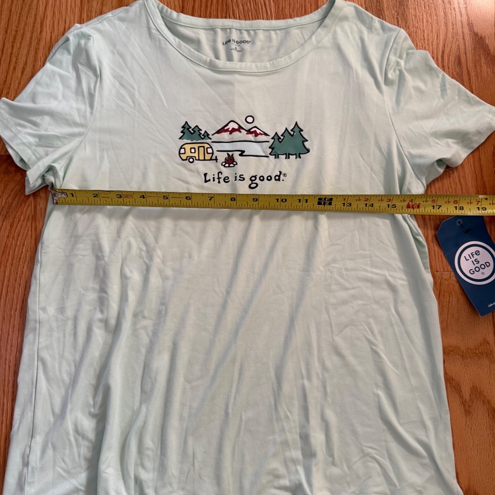 Life Is Good Women’s Mint Green Camping Short Sleeve Sleep Shirt - Picture 9 of 9